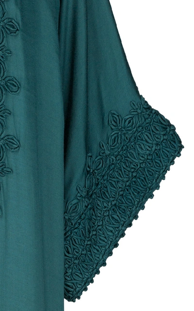 Shop Bthaina Embroidered Jersey Caftan In Green