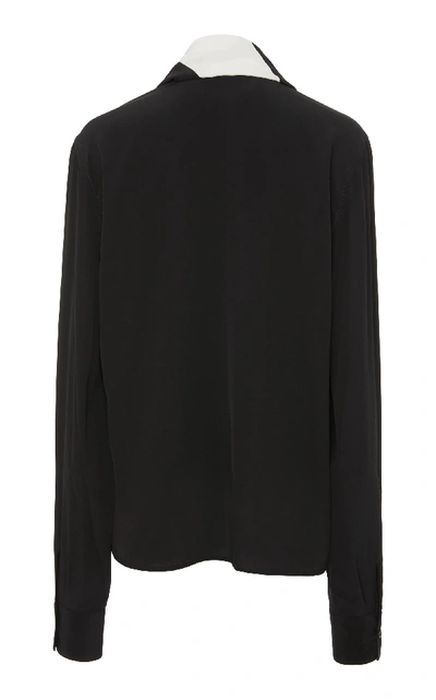 Shop Givenchy Scarf Neck Long Sleeve Crepe De Chine Blouse In Black