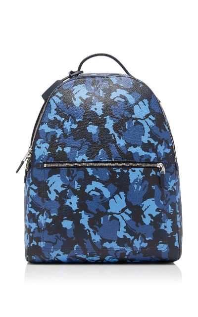 Shop Smythson Burlington Camouflage Leather Backpack In Blue