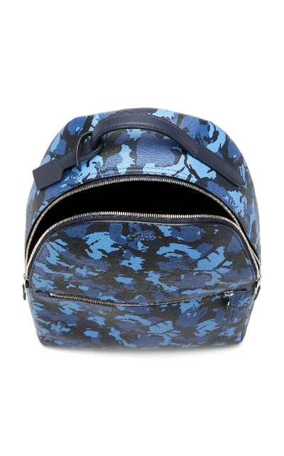 Shop Smythson Burlington Camouflage Leather Backpack In Blue