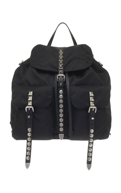 Shop Prada Studded Shell Backpack In Black