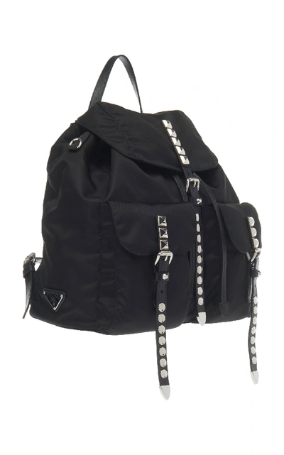 Shop Prada Studded Shell Backpack In Black