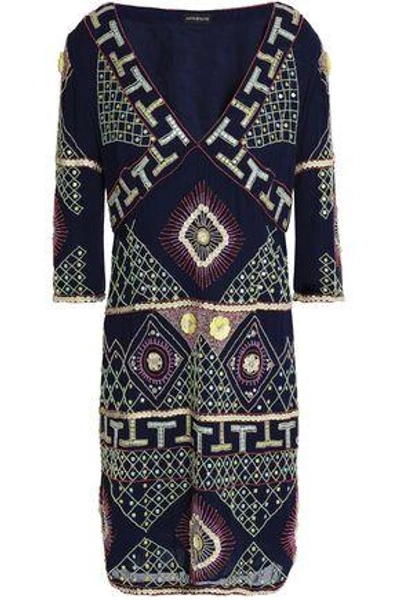 Shop Antik Batik Embellished Georgette Dress In Navy