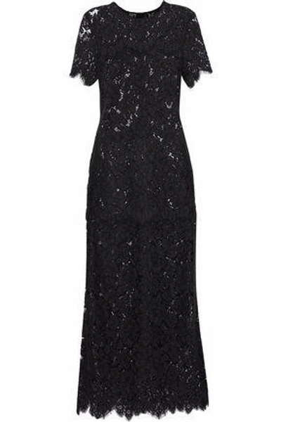 Shop Ganni Woman Duval Lace Midi Dress Black