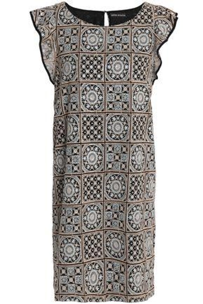 Shop Antik Batik Woman Embellished Embroidered Gauze Mini Dress Black