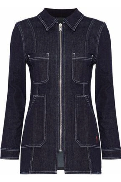 Shop Ganni Woman Jackets-casual Jackets Dark Denim