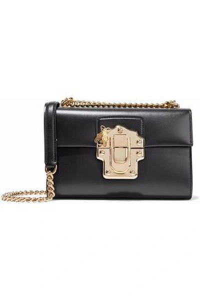 Shop Dolce & Gabbana Woman Embellished Leather Shoulder Bag Black