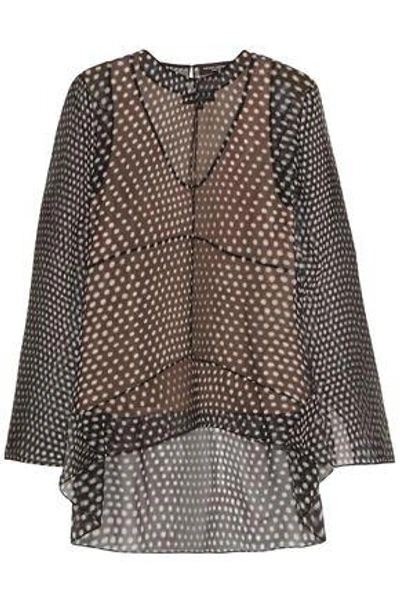 Shop Narciso Rodriguez Cutout Polka-dot Silk-chiffon Blouse In Black