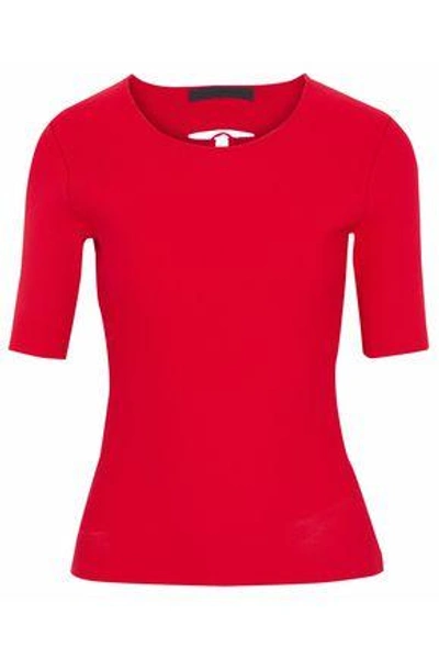 Shop Alexander Wang Woman Lace-up Back Ribbed-knit Top Red