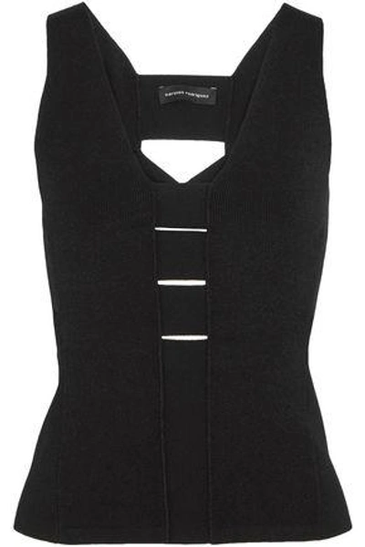Shop Narciso Rodriguez Cutout Stretch-knit Top In Black