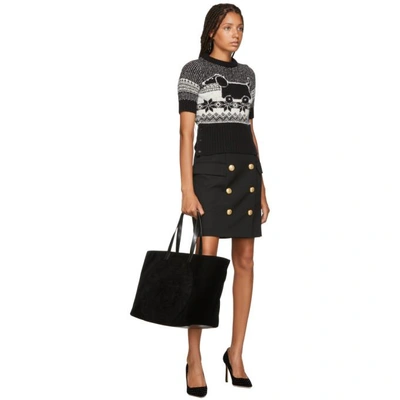 Shop Balmain Black Wool Six-button Miniskirt In Noir C0100