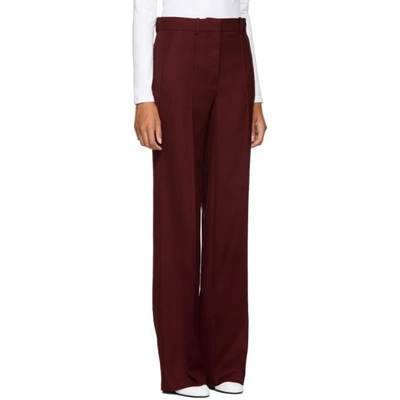 Shop Victoria Beckham Red Wool Wide-leg Trousers In Cherry