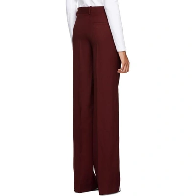 Shop Victoria Beckham Red Wool Wide-leg Trousers In Cherry