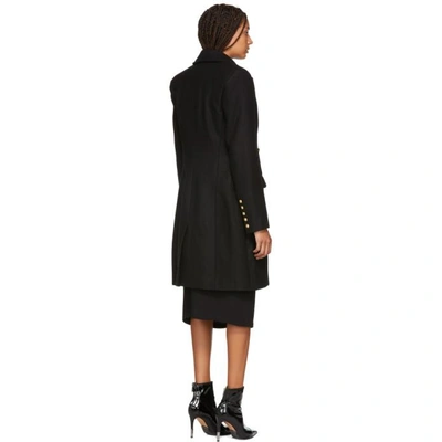 Shop Balmain Black Wool And Cashmere Double-breasted Coat In Noir C0100