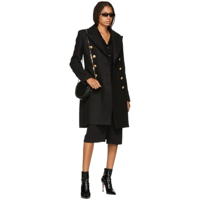 Shop Balmain Black Wool And Cashmere Double-breasted Coat In Noir C0100