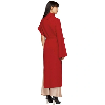 Shop Rosetta Getty Red Cashmere Asymmetric Wrap Tunic Dress In Flame