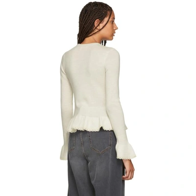 Shop See By Chloé See By Chloe White Ruffled Wool Sweater In 110 Misty I
