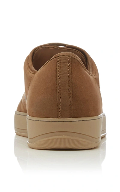 Shop Lanvin Perforated Suede Low-top Sneakers In Brown