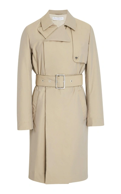 Shop Jw Anderson Wadded Twill Trench Coat In Neutral