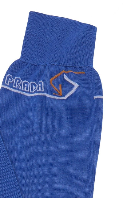 Shop Prada Blue Logo Cotton Socks