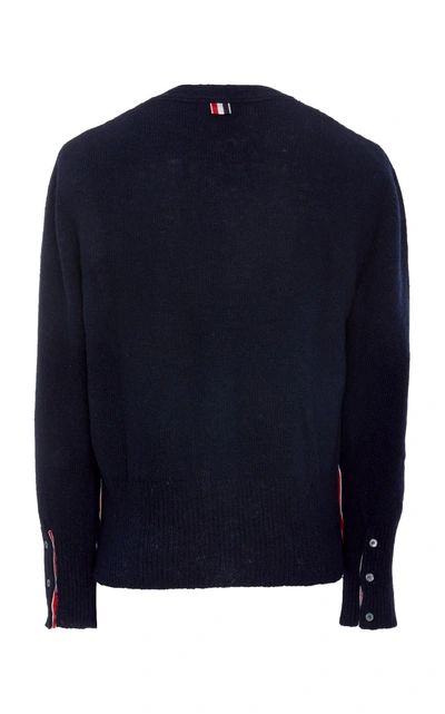 Shop Thom Browne Classic Jersey V-neck Cardigan In Navy