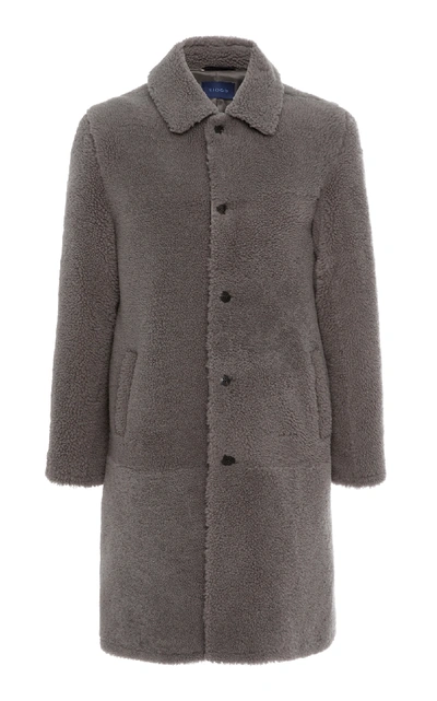 Shop Eidos Shearling Long Coat In Grey