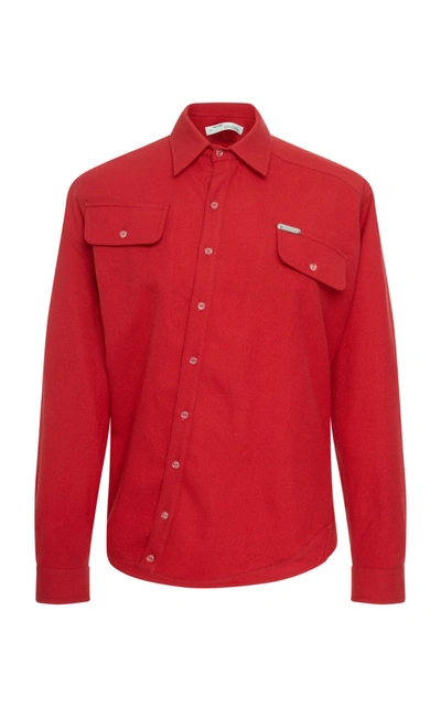 Shop Off-white Twist-front Wool Shirt In Red