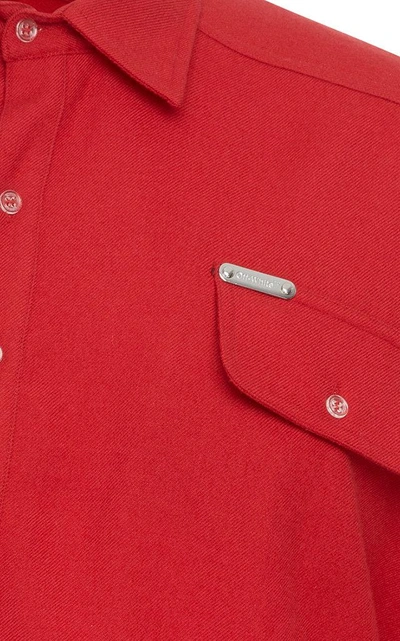 Shop Off-white Twist-front Wool Shirt In Red