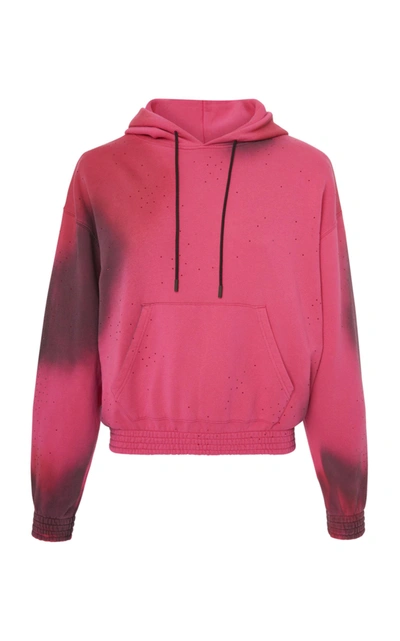 Shop Off-white Printed Cotton-jersey Hooded Sweatshirt In Pink