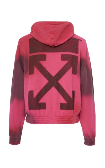 Shop Off-white Printed Cotton-jersey Hooded Sweatshirt In Pink