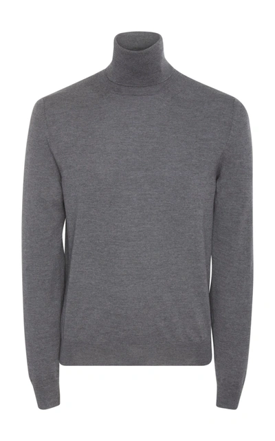 Shop Eidos Merino Wool And Cashmere Turtleneck Sweater In Grey