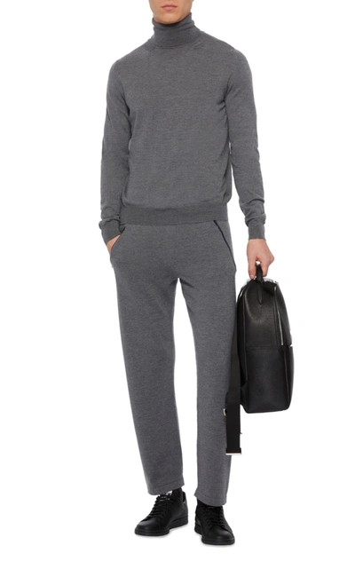 Shop Eidos Merino Wool And Cashmere Turtleneck Sweater In Grey