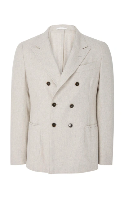 Shop Eidos Double-breasted Wool Sport Coat In Grey