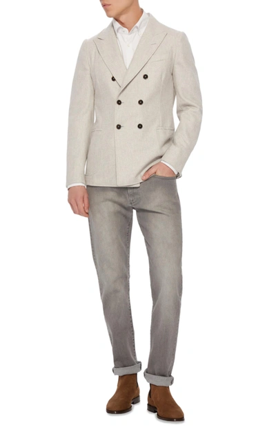 Shop Eidos Double-breasted Wool Sport Coat In Grey