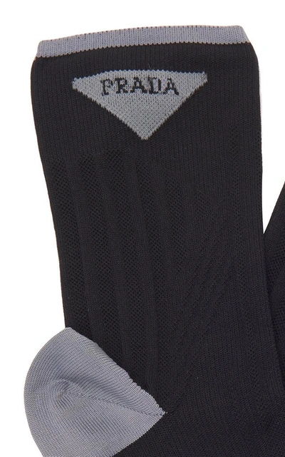 Shop Prada Branded Black And Grey Socks