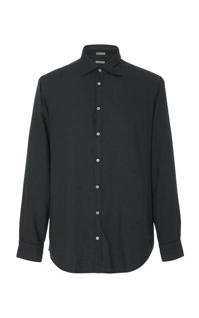 Shop Massimo Alba Spread Collar Button-up Shirt In Grey