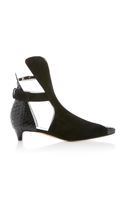 Shop Givenchy Show Python And Suede Ankle Boot In Black