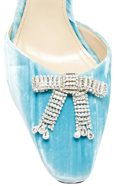 Shop Attico Mara Jeweled Velvet Slingback In Blue