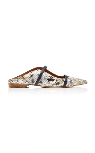 Shop Malone Souliers Maureen Leather-trimmed Elaphe Flats In Python
