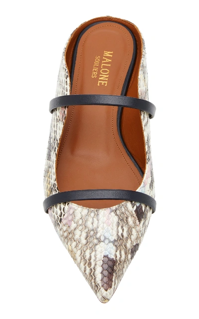 Shop Malone Souliers Maureen Leather-trimmed Elaphe Flats In Python