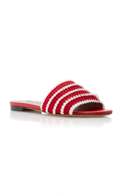 Shop Tabitha Simmons Sprinkles Pleated Slides In Red