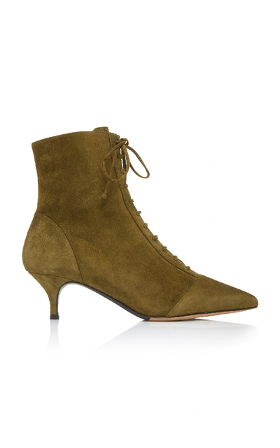 Shop Tabitha Simmons Emmet Suede Ankle Boots In Green