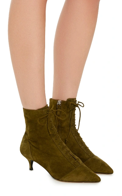Shop Tabitha Simmons Emmet Suede Ankle Boots In Green