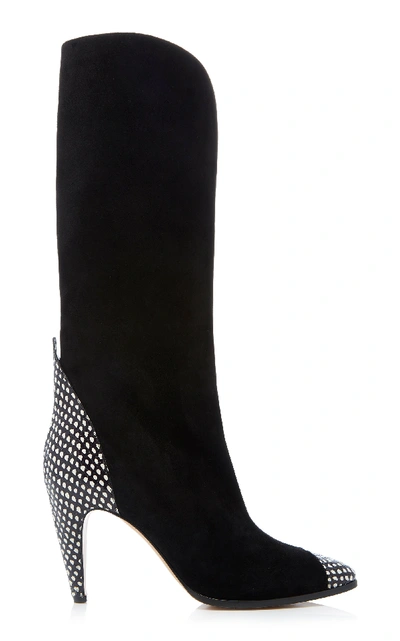 Shop Givenchy Suede And Snake-effect Leather Boot In Black