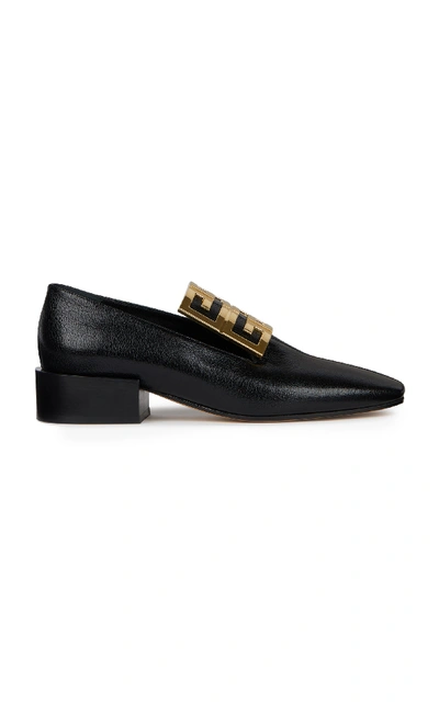 Shop Givenchy 4g Embellished Leather Loafers In Black
