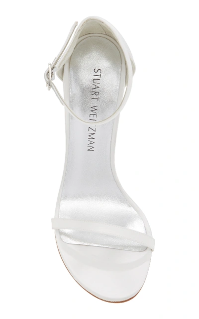 Shop Stuart Weitzman Nudist Song Satin Sandals In White