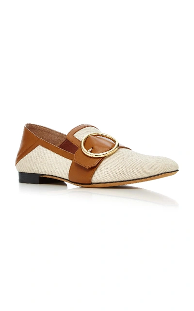 Shop Bally Lottie Linen And Cotton Slippers In Neutral