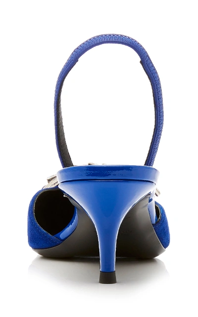 Shop Giuseppe Zanotti Notte Crystal-embellished Suede Slingback Pumps In Blue