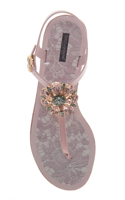 Shop Dolce & Gabbana Embellished Leather Sandals In Pink