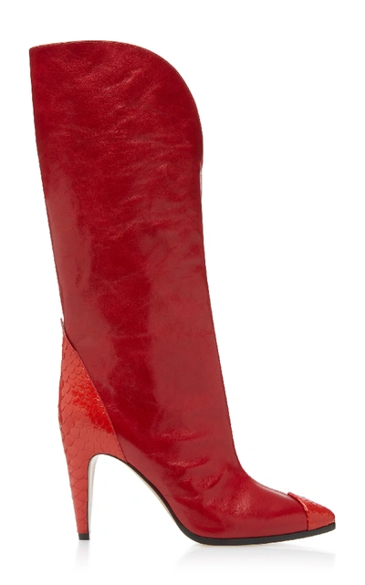 Shop Givenchy Glossed-leather Western Boots In Red